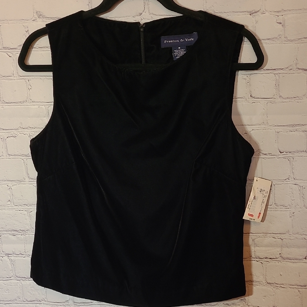 New Black Crushed Velvet Size 8 Sleeveless Dressy Blouse Top